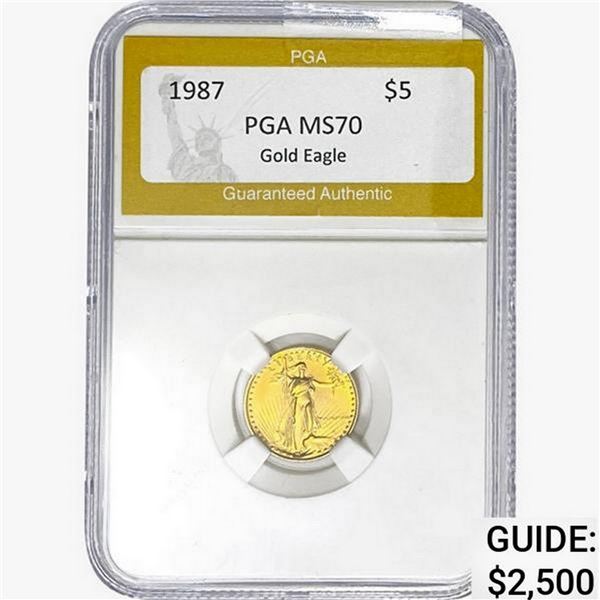 1987 $5 Gold Half Eagle PGA MS70