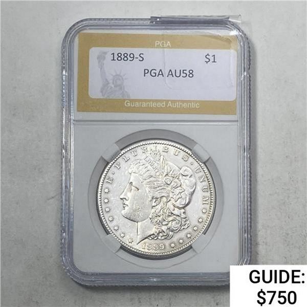1889-S Morgan Silver Dollar PGA AU58
