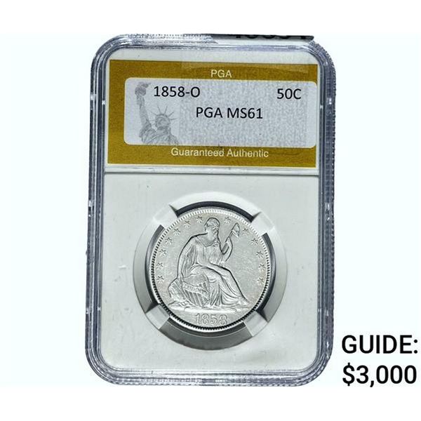 1858-O Seated Liberty Half Dollar PGA MS61