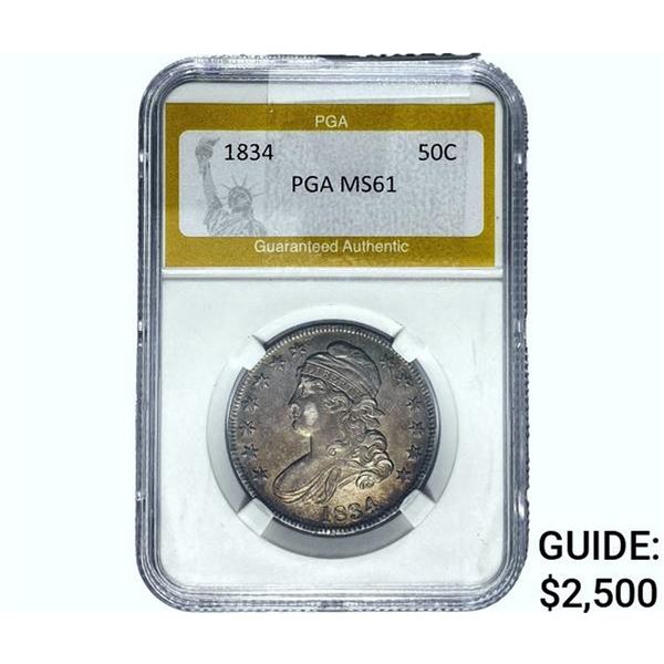 1834 Capped Bust Half Dollar PGA MS61