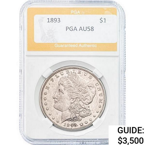 1893 Morgan Silver Dollar PGA AU58