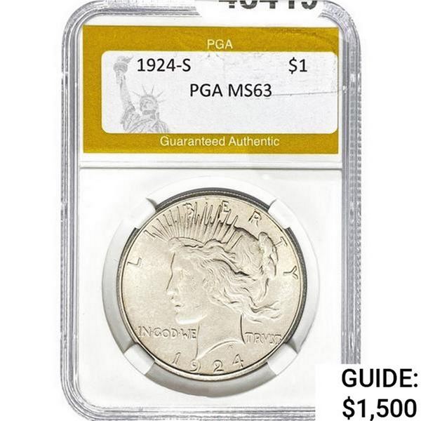 1924-S Silver Peace Dollar PGA MS63