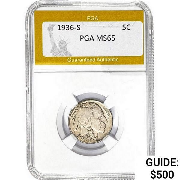 1936-S Buffalo Nickel PGA MS65