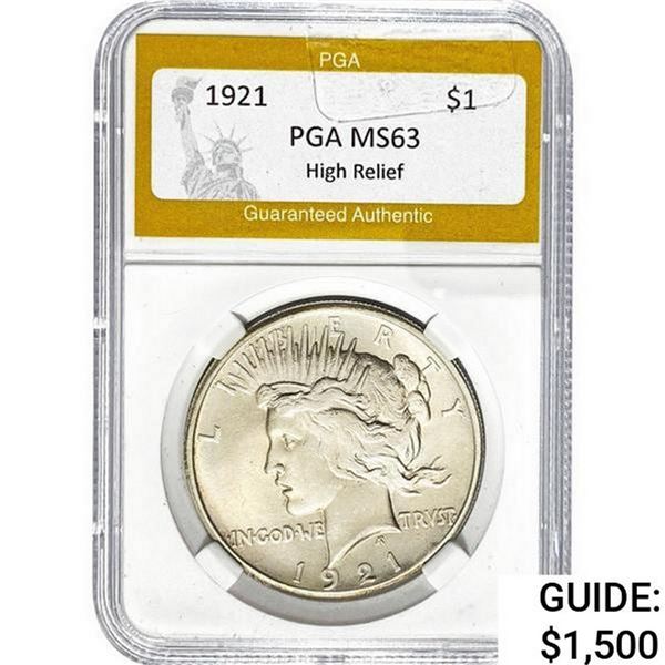 1921 Silver Peace Dollar PGA MS63