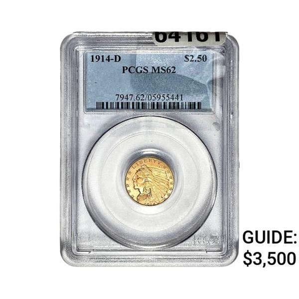 1914-D $2.50 Gold Quarter Eagle PCGS MS62