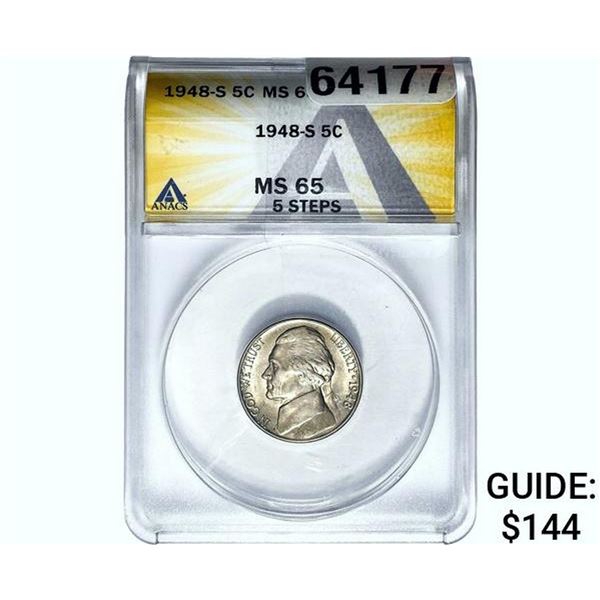 1948-S Jefferson Nickel ANACS MS65