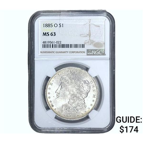 1885-O Morgan Silver Dollar NGC MS63