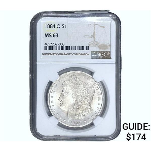 1884-O Morgan Silver Dollar NGC MS63