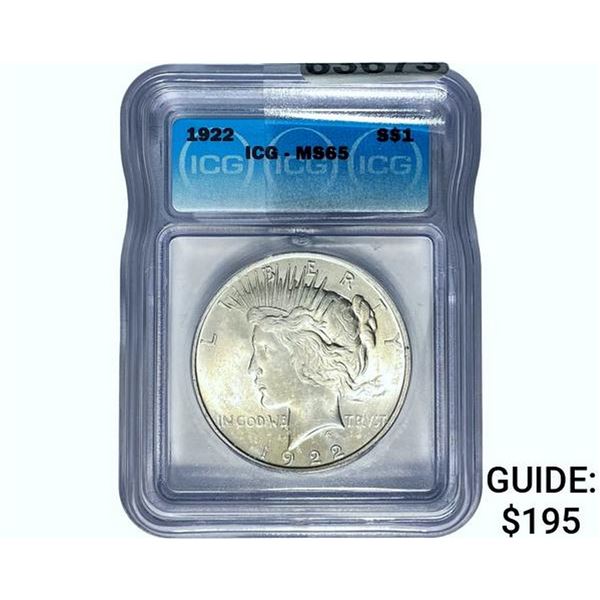 1922 Silver Peace Dollar ICG MS6
