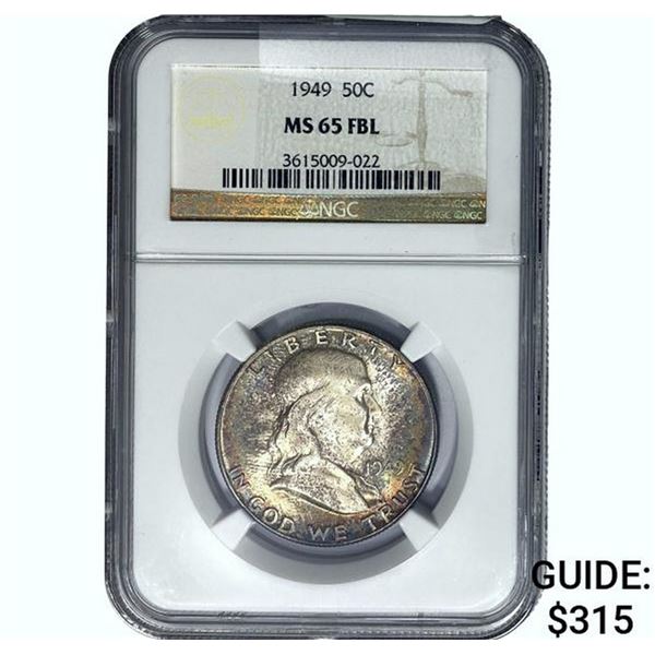 1949 Franklin Half Dollar NGC MS65 FBL