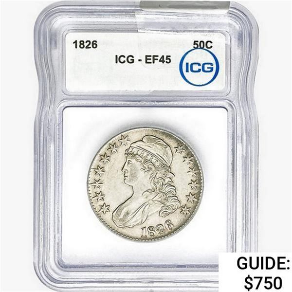 1826 Capped Bust Half Dollar ICG EF45