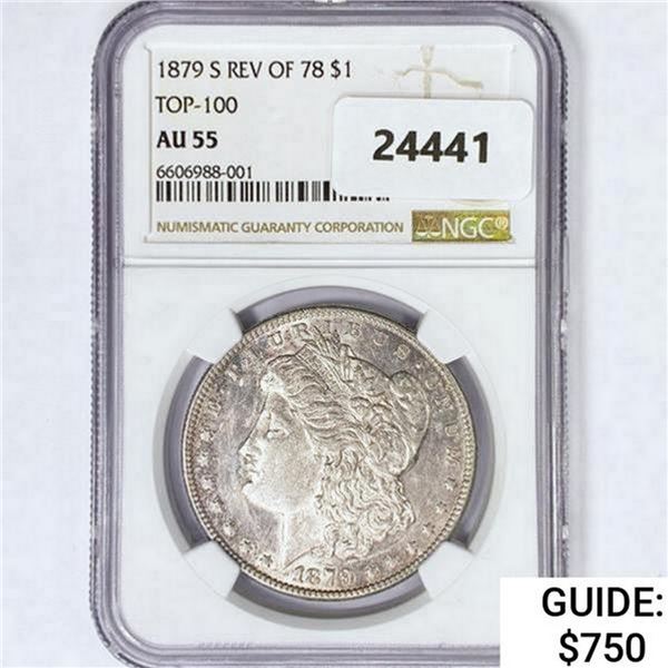 1879-S Morgan Silver Dollar NGC AU55 Rev 78