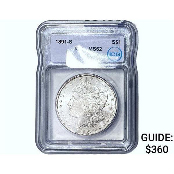 1891-S Morgan Silver Dollar ICG MS62