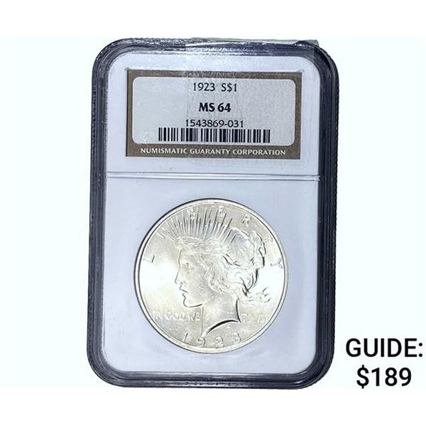 1923 Silver Peace Dollar NGC MS64