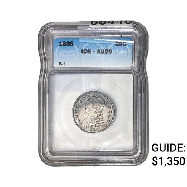 1835 Capped Bust Quarter ICG AU50