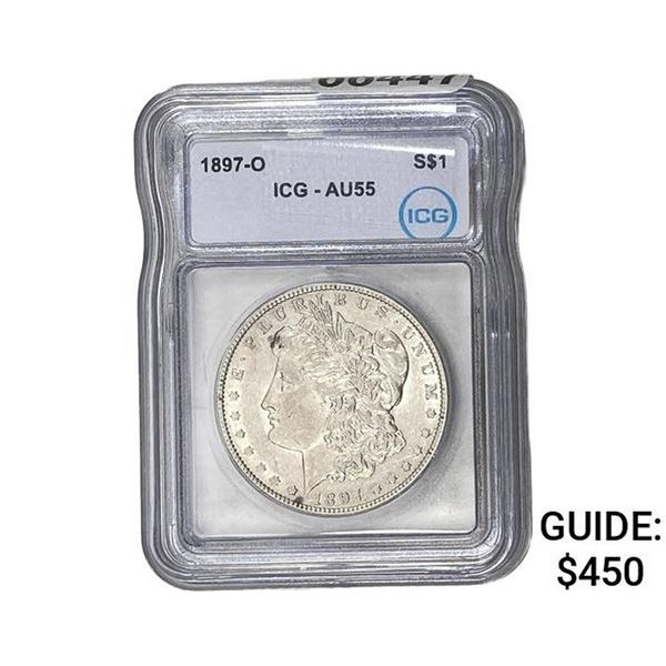 1897-O Morgan Silver Dollar ICG AU55