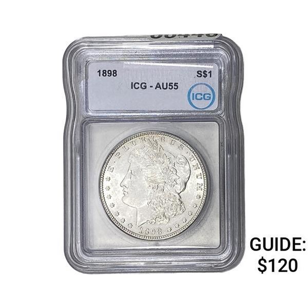 1898 Morgan Silver Dollar ICG AU55