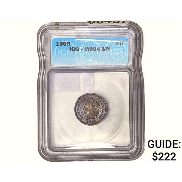 1906 Indian Head Cent ICG MS64 BN