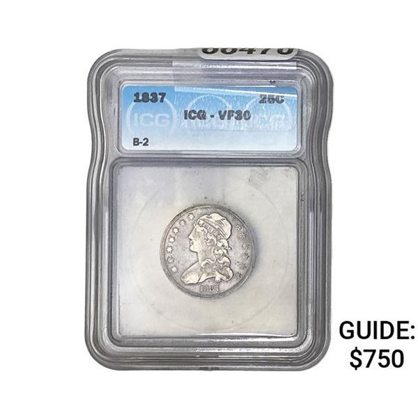1837 Capped Bust Quarter ICG VF30