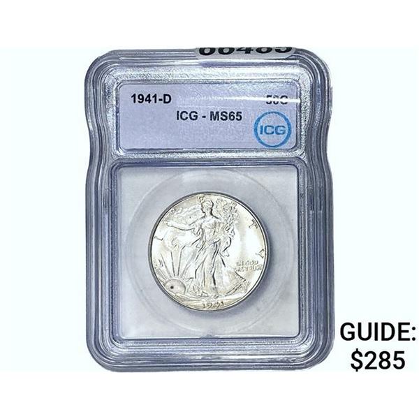1941-D Walking Liberty Half Dollar ICG MS65