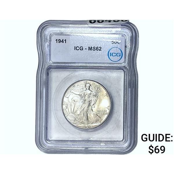 1941 Walking Liberty Half Dollar ICG MS62