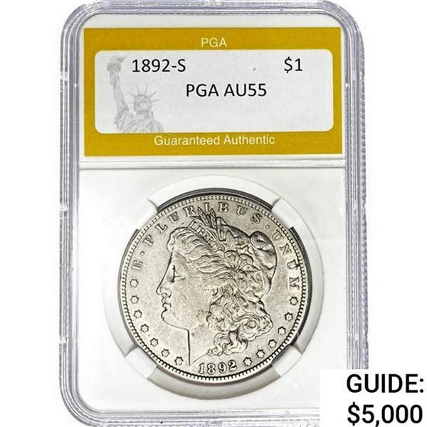 1892-S Morgan Silver Dollar PGA AU55