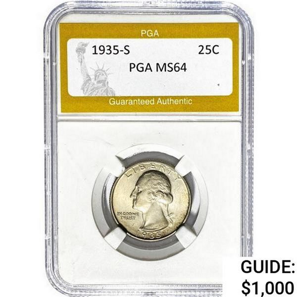 1935-S Washington Silver Quarter PGA MS64