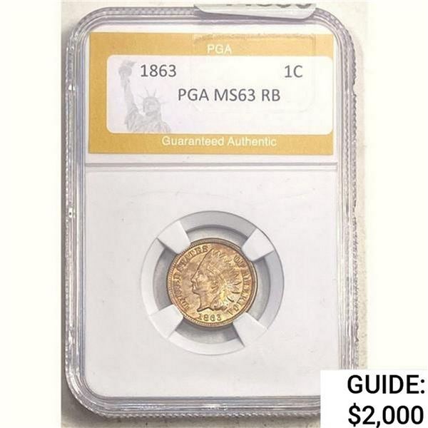 1863 Indian Head Cent PGA MS63