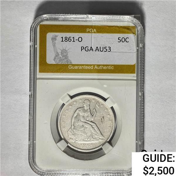 1861-O Seated Liberty Half Dollar PGA AU53