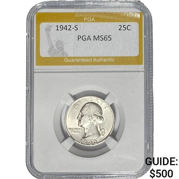 1942-S Washington Silver Quarter PGA MS65