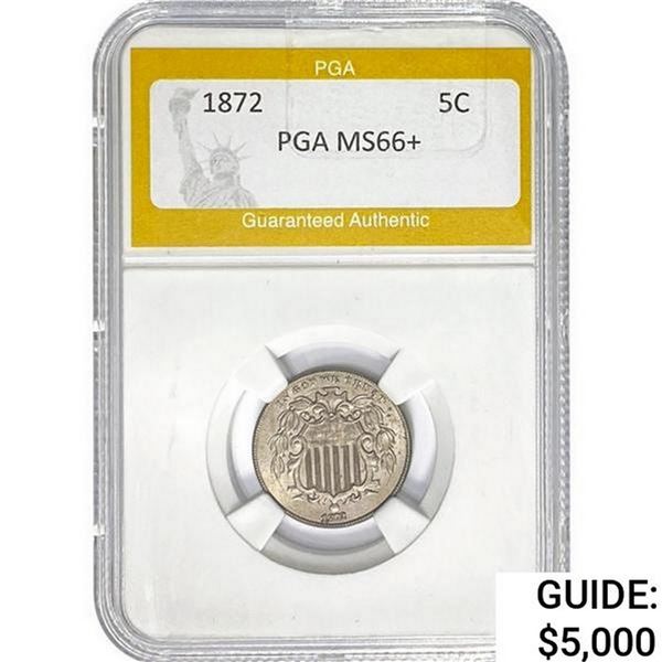 1872 Shield Nickel PGA MS66+