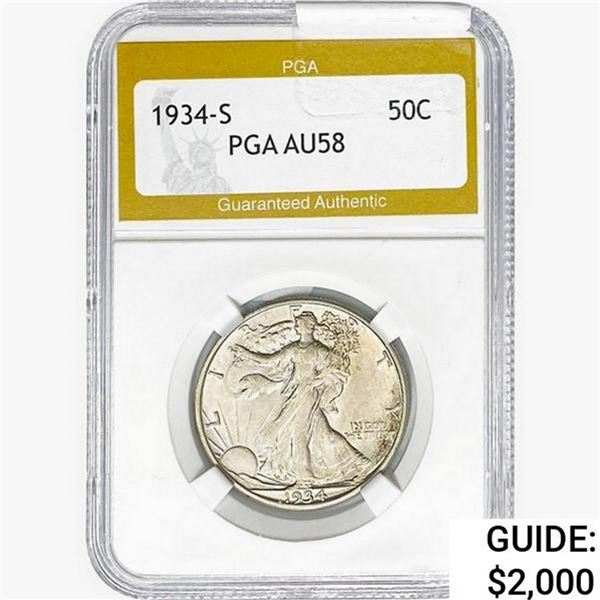 1934-S Walking Liberty Half Dollar PGA AU58