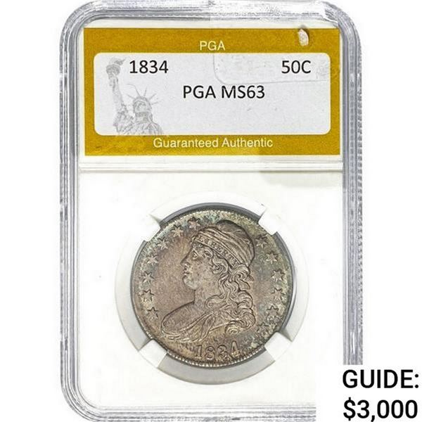 1834 Capped Bust Half Dollar PGA MS63