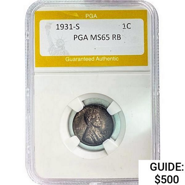 1931-S Wheat Cent PGA MS65 RB