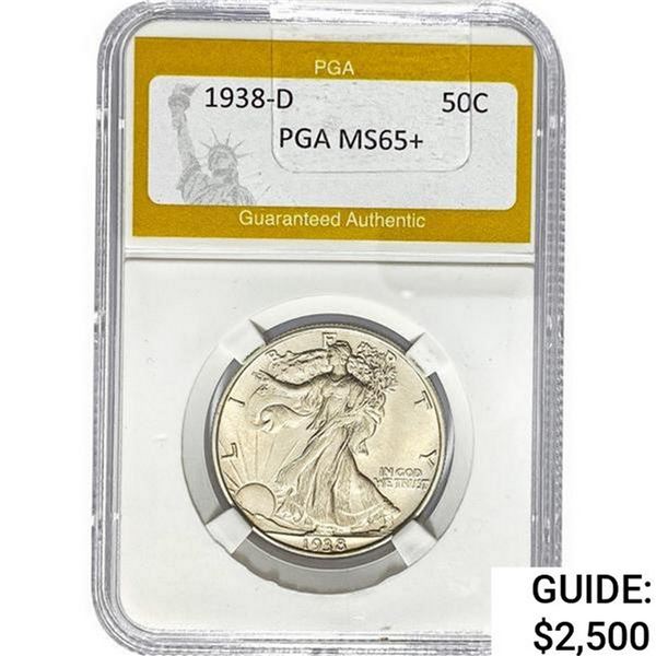 1938-D Walking Liberty Half Dollar PGA MS65+
