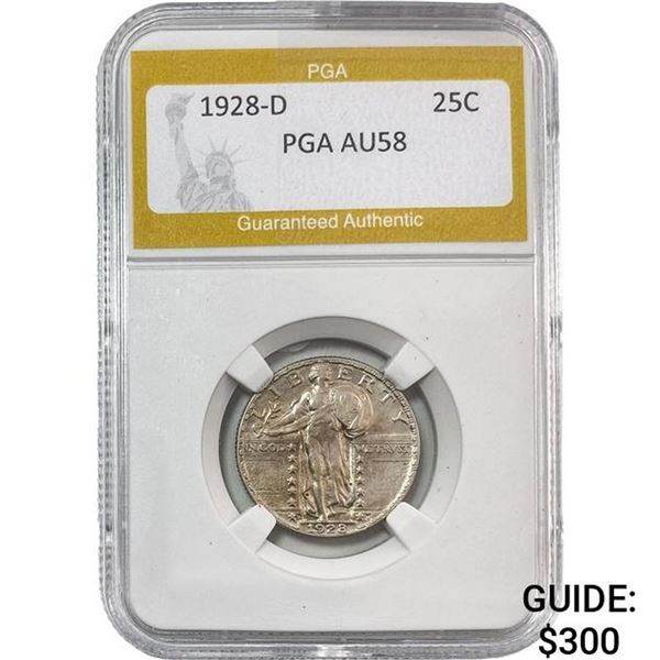 1928-D Standing Liberty Quarter PGA AU58