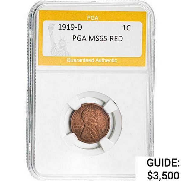 1919-D Wheat Cent PGA MS65 Red