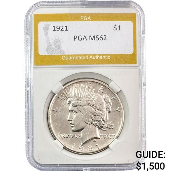 1921 Silver Peace Dollar PGA MS62