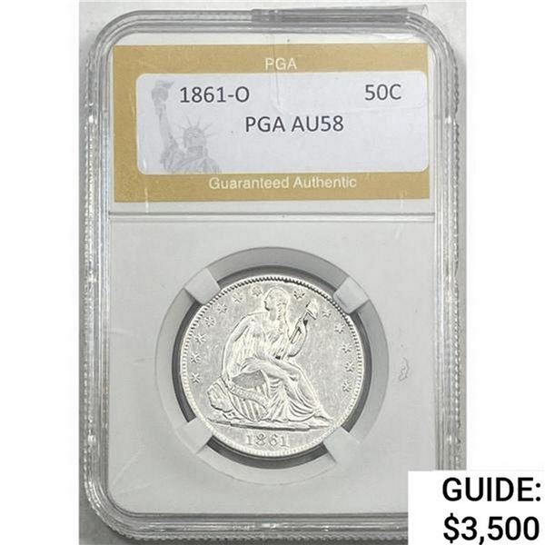 1861-O Seated Liberty Half Dollar PGA AU58
