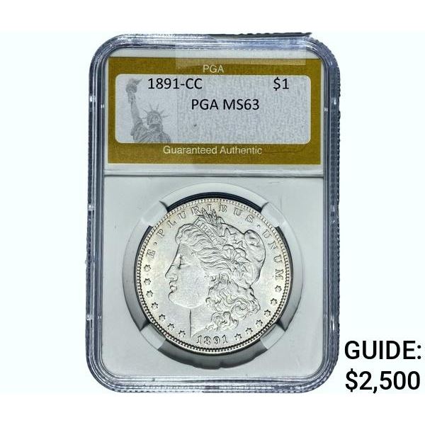 1891-CC Morgan Silver Dollar PGA MS63