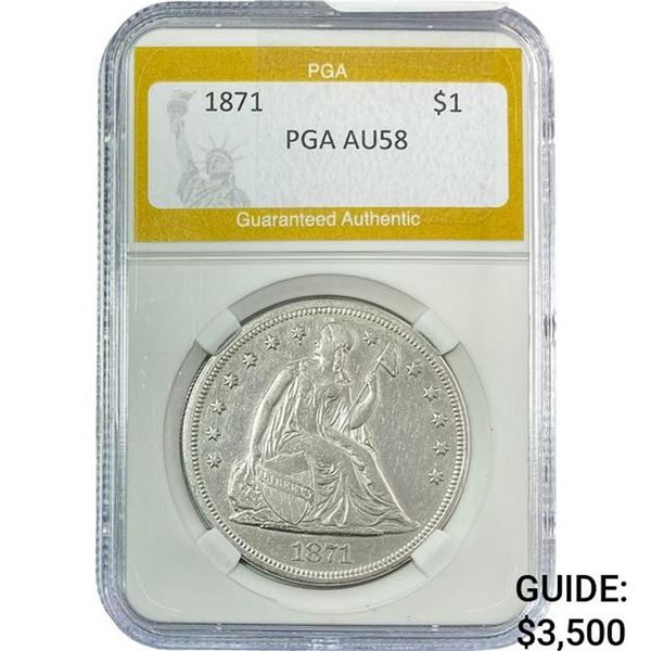 1871 Silver Trade Dollar PGA AU58
