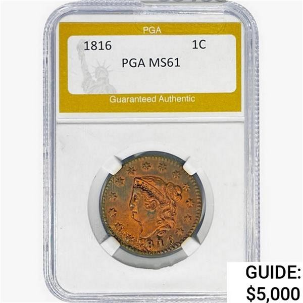 1816 Coronet Head Large Cent PGA MS61