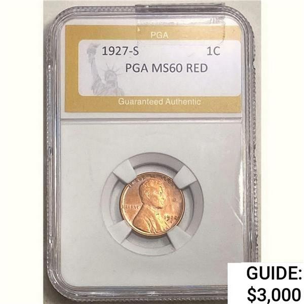 1927-S Wheat Cent PGA MS60 Red