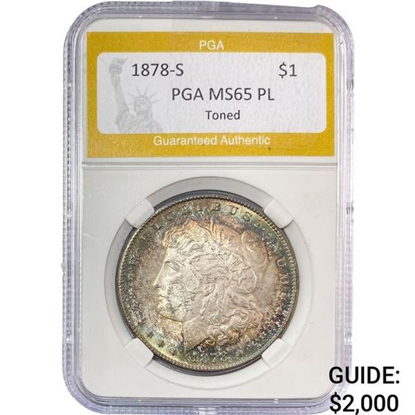 1878-s Morgan Silver Dollar PGA MS65 PL Toned