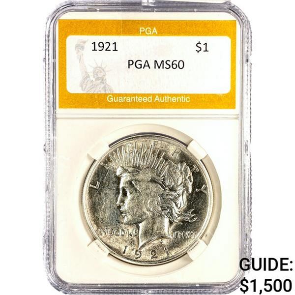 1921 Silver Peace Dollar PGA MS60