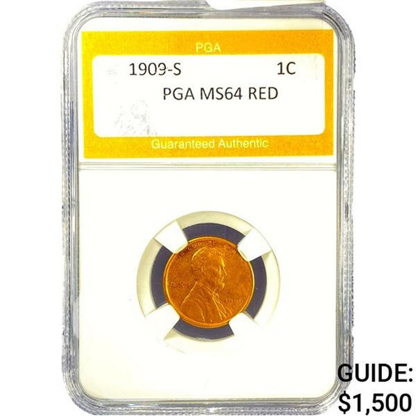 1909-S Wheat Cent PGA MS64 Red