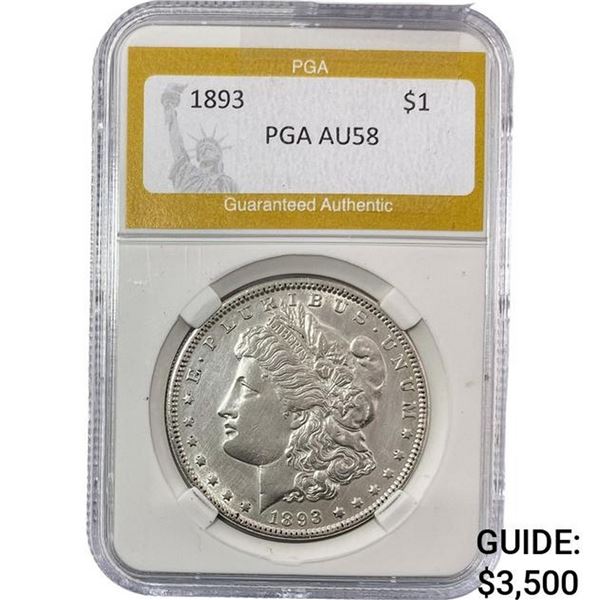 1893 Morgan Silver Dollar PGA AU58