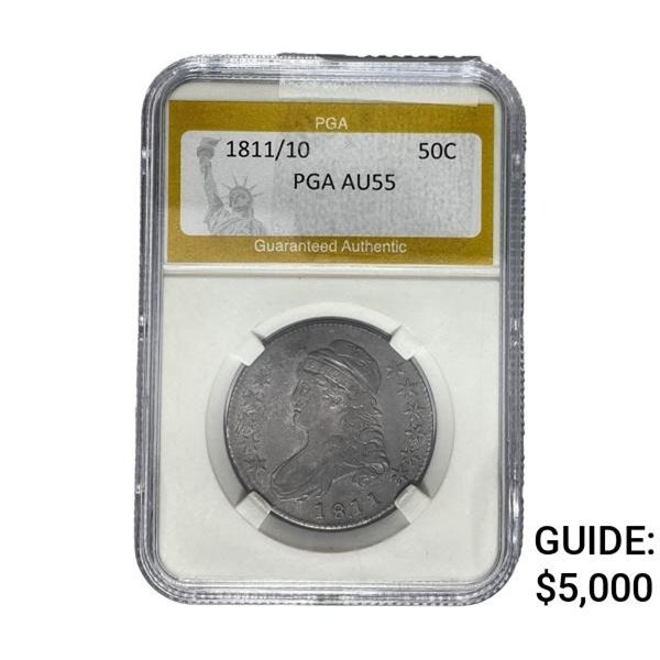 1811/10 Capped Bust Half Dollar PGA AU55