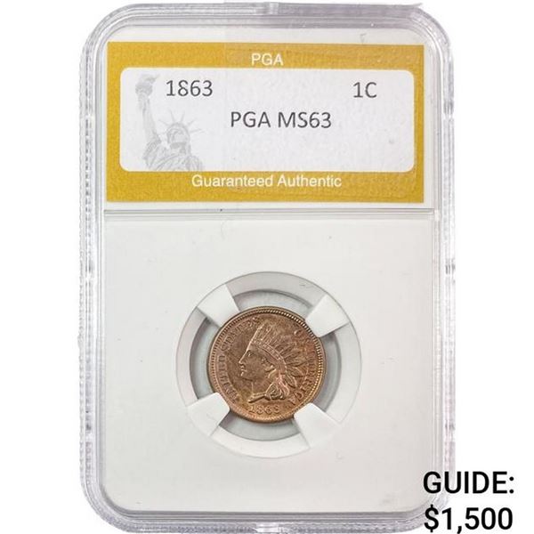 1863 Indian Head Cent PGA MS63