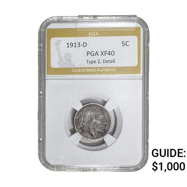 1913-D Buffalo Nickel PGA XF40 TY 2 Detail